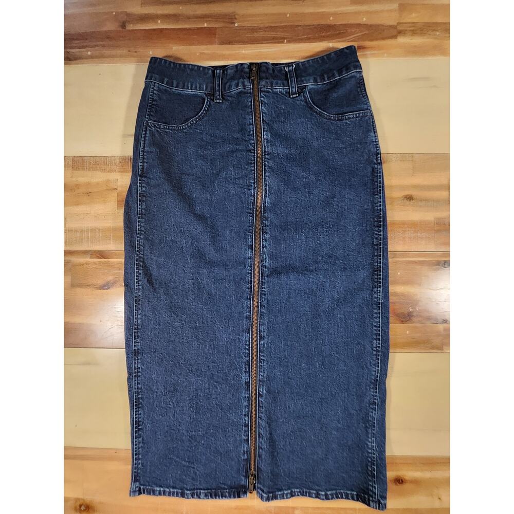 Madewell Denim Midi Skirt Front Zip Dark Wash Size 30